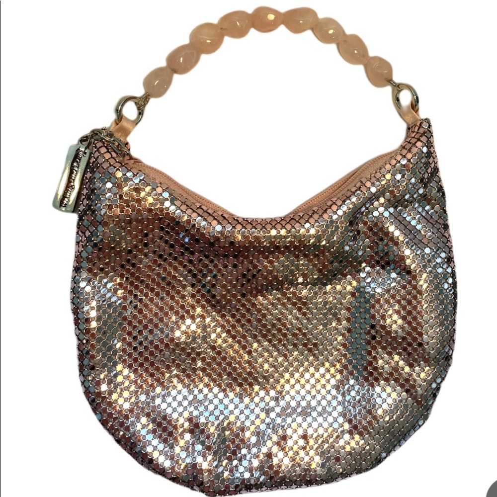 Whiting and Davis Pink Handbag with Stone Handle